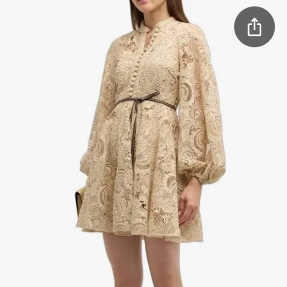 Zimmermann Waverly Lace Mini Dress - Taupe | Poshmark