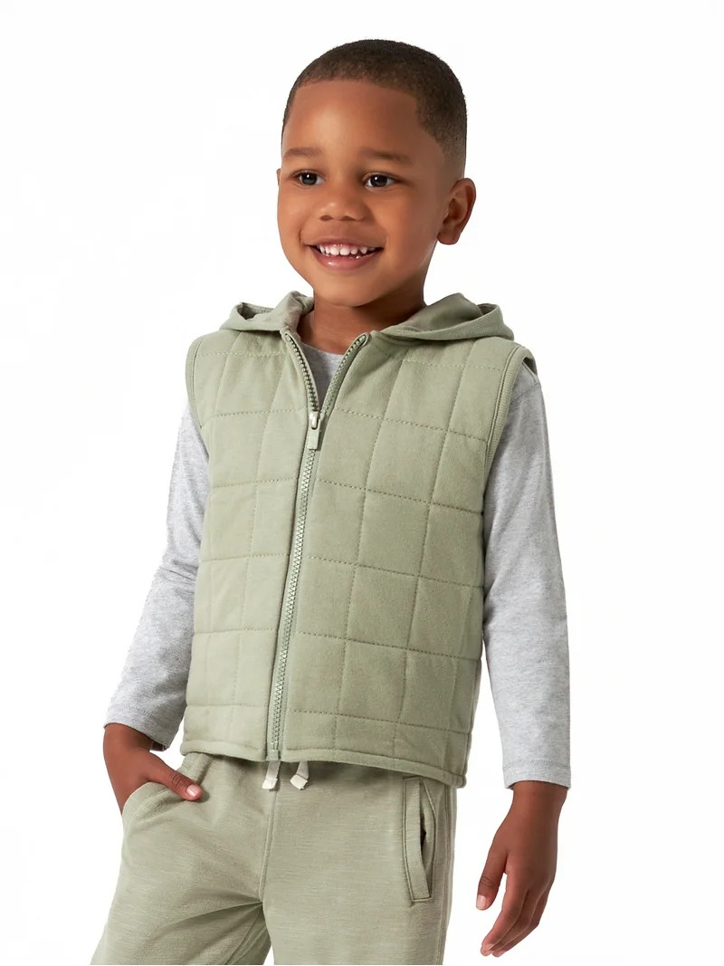 Modern Moments by Gerber Toddler Boy Quilted Hooded Zip Vest, Sizes 12M-5T | Walmart (US)