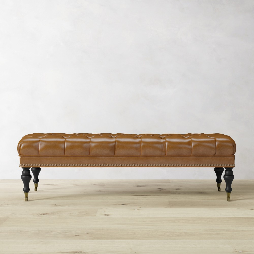 Fairfax Bench, Turned Leg with Tufted Top (51"-61") | Williams-Sonoma