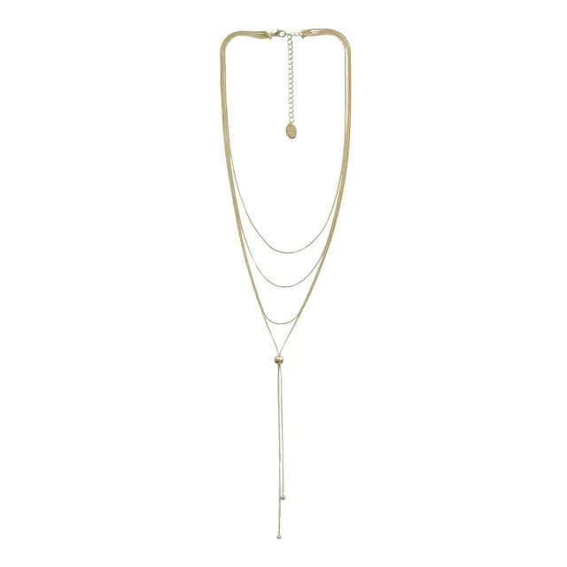 Time and Tru Women's Gold Fringe Linear Necklace | Walmart (US)