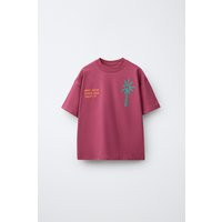 Zara - Text Print T-Shirt - Fuchsia - 8-9 Years (52,7 Inches) - Kids | Zara US