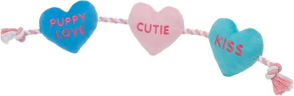 Frisco Valentine Candy Hearts Plush with Rope Squeaky Dog Toy, Large | Chewy.com