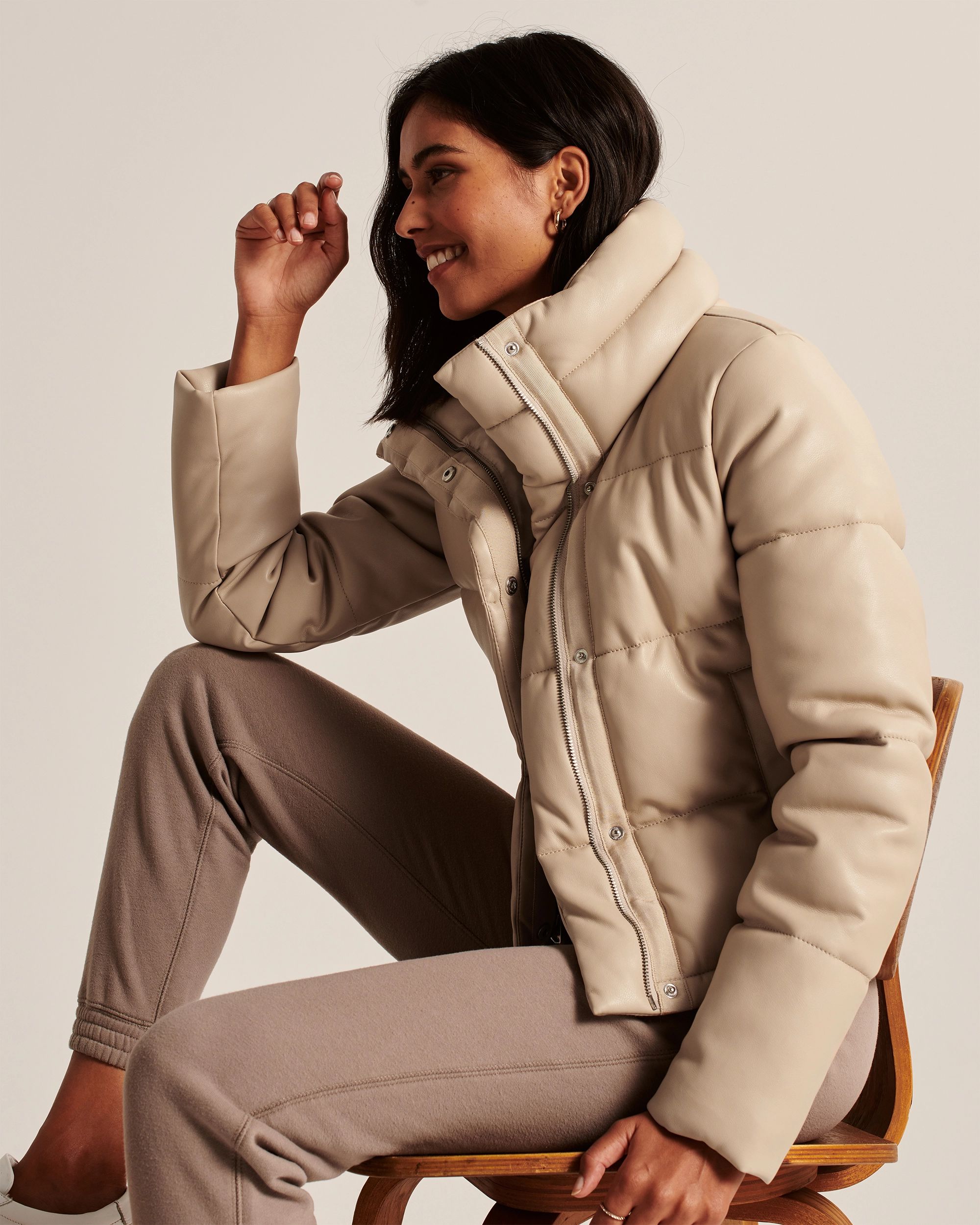 Faux Leather Mini Puffer | Abercrombie & Fitch (US)