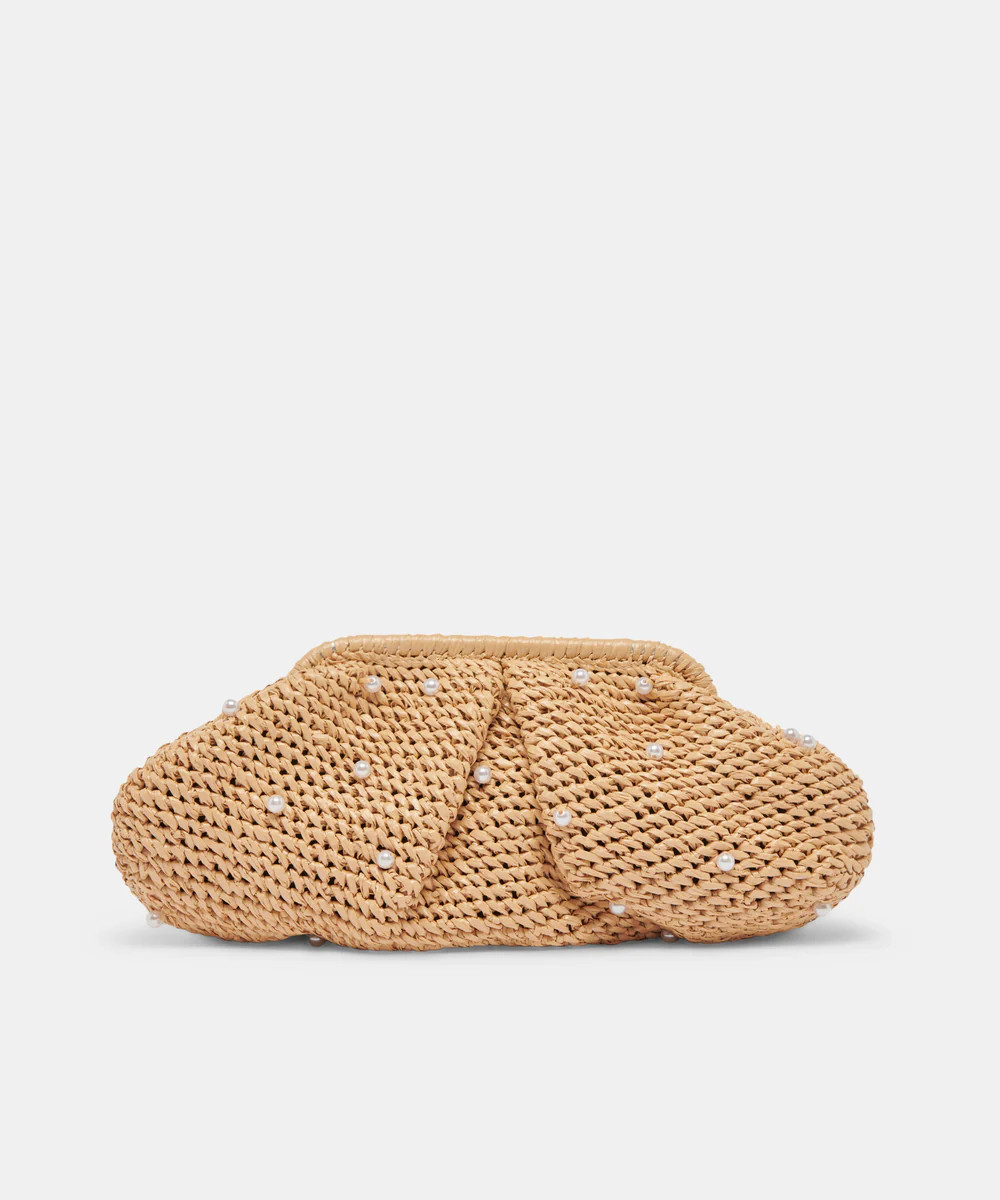CRISSY CLUTCH NATURAL PEARL RAFFIA | DolceVita.com