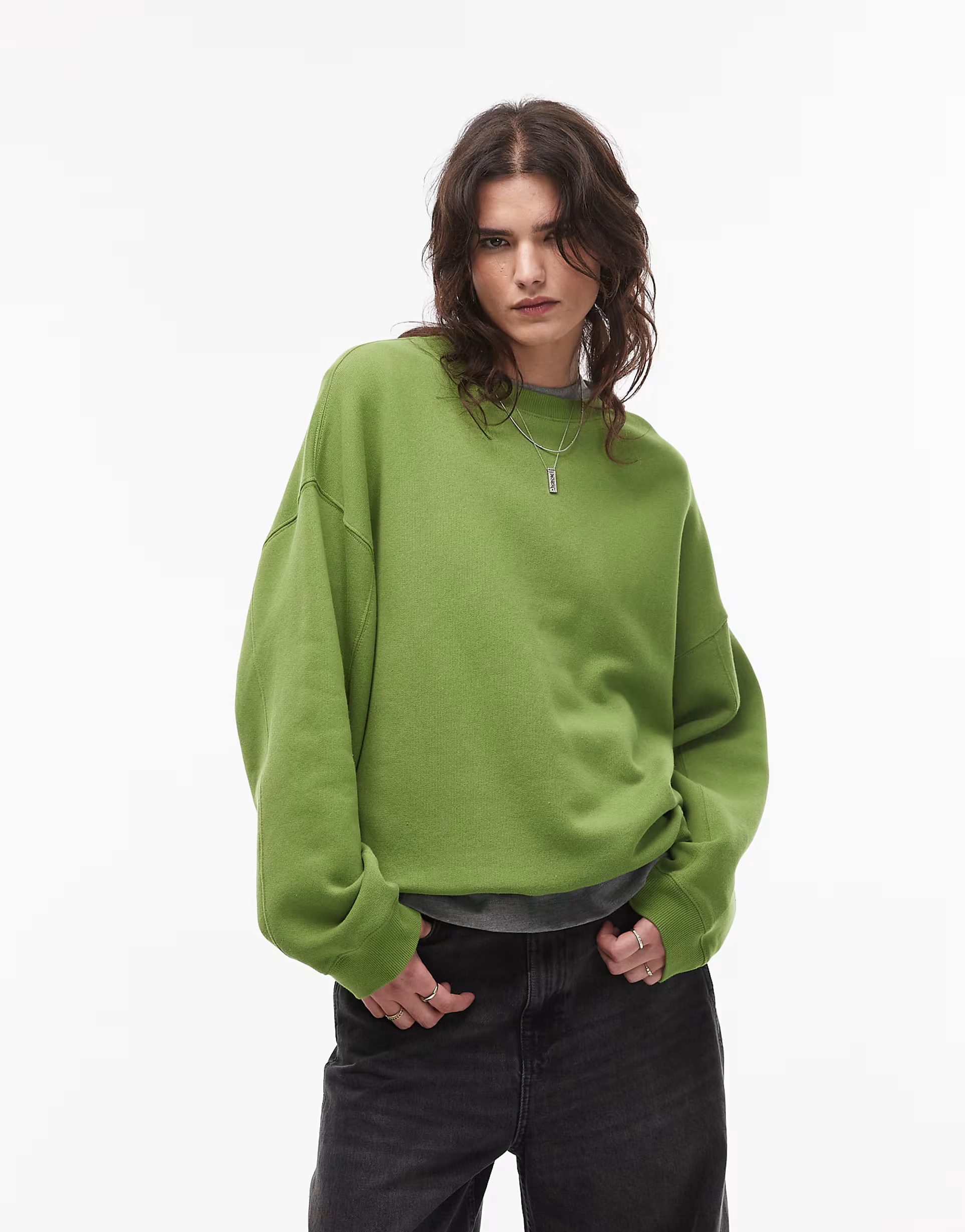 Topshop premium seam detail sweat in green | ASOS | ASOS (Global)