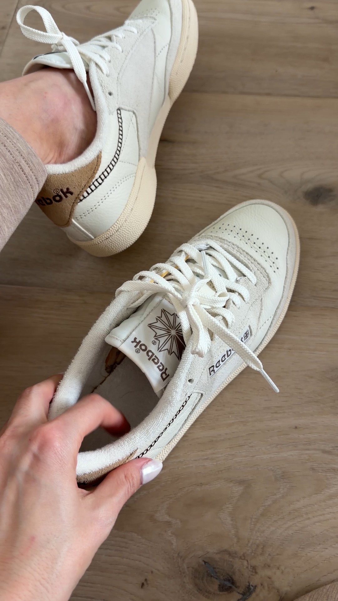 Outfit sneaker everyone is asking about. Neutral colorway goes with all my outfits. So comfortable, size up half size . There’s so many other color options available at @DSW  #reebok #ad @reebok 

#LTKOver40 #LTKSaleAlert #LTKootd