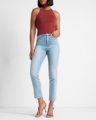 Super High Waisted Light Wash Slim Jeans | Express