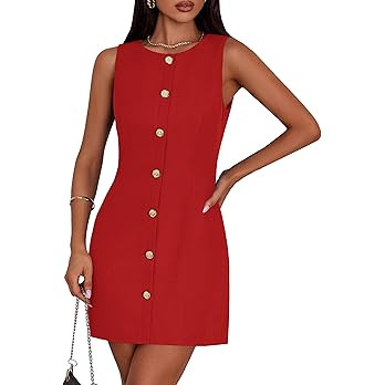 PRETTYGARDEN Work Dresses for Women 2025 Spring Business Formal Short Dress Sleeveless Button Dow... | Amazon (US)