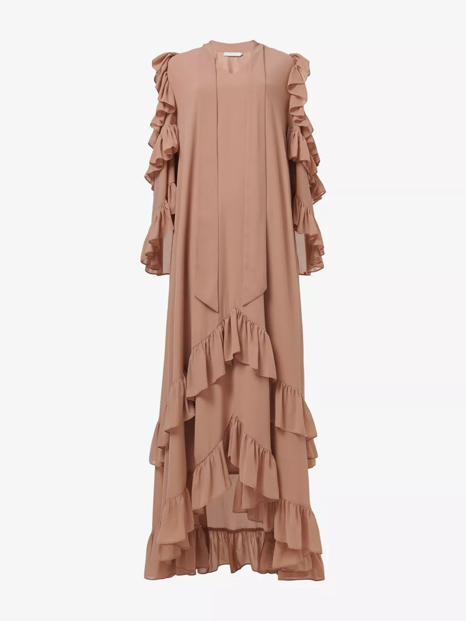 Cut-Out Shoulder Ruffle Woven Maxi Dress | Selfridges