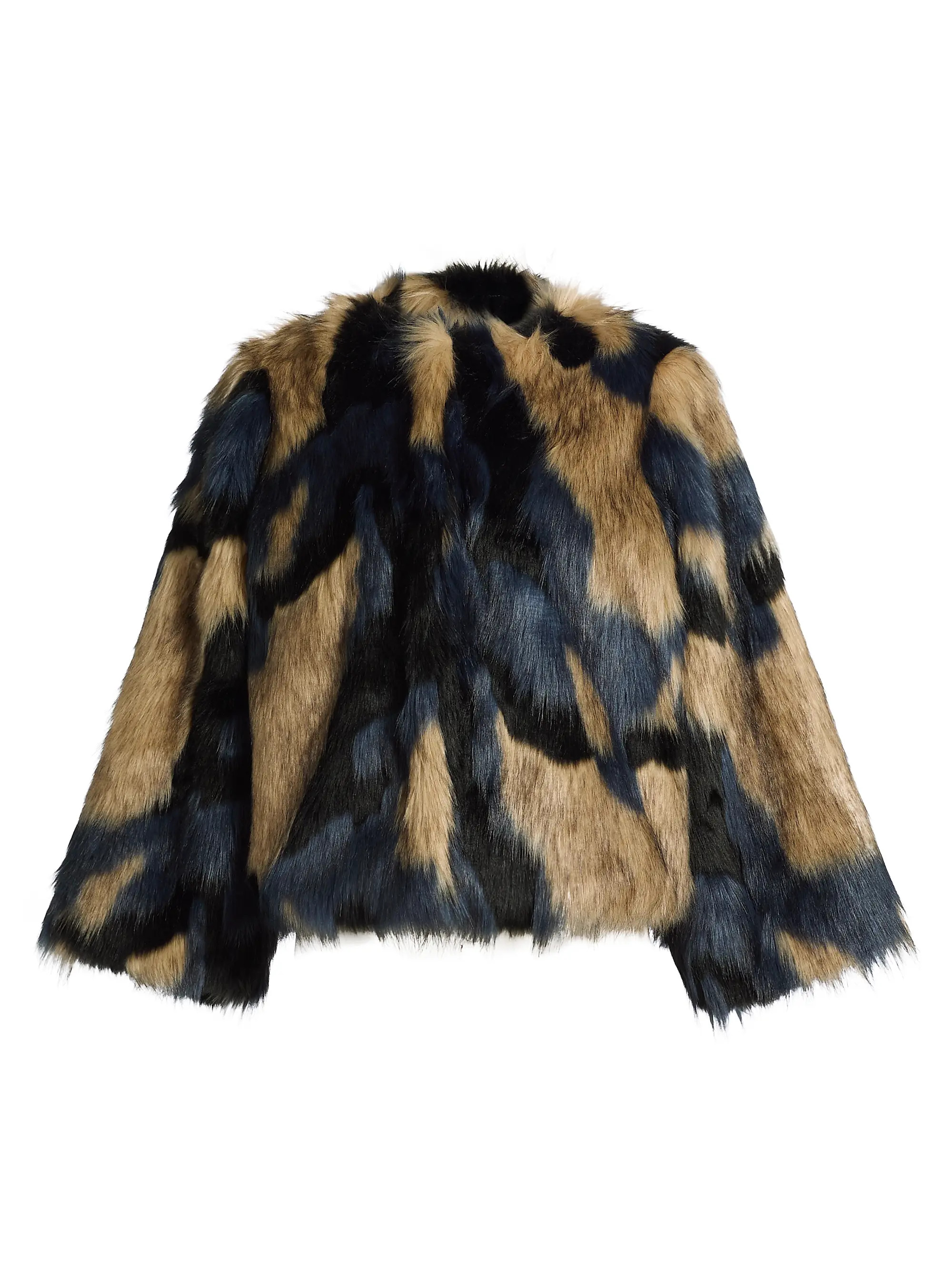 Abstract Faux-Fur Round-Neck Coat | Saks Fifth Avenue