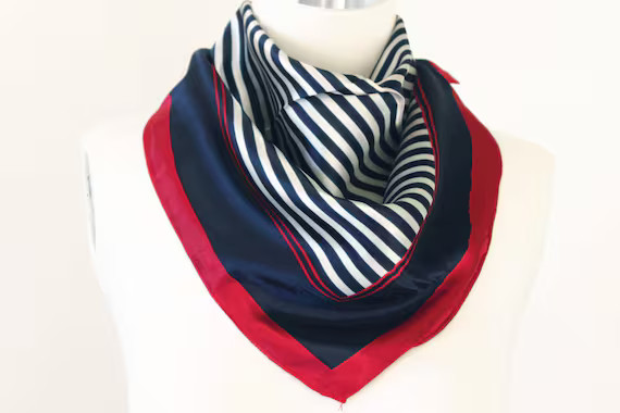 Nautical Striped Square Scarves / Soft Silk Head Scarf / Scarf | Etsy | Etsy (US)