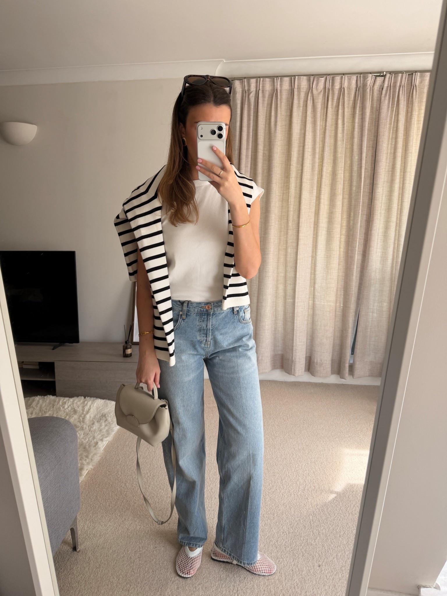 Classic outfit! Striped jumper and mom jeans! Mesh flats! 

#LTKuk

#LTKjeans #LTKeurope