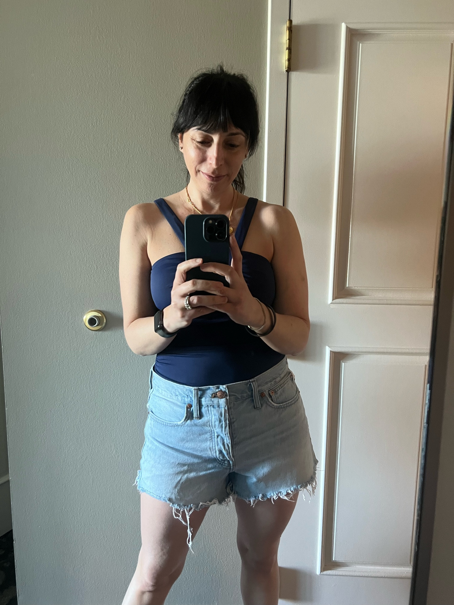 Florida ready in my Boden swimsuit and Madewell jean shorts.(on sale) Always covered in Supergoop for sun ☀️ protection. 

#LTKSeasonal #LTKunder100 #LTKswim