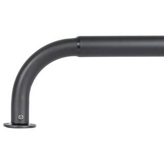 96 in. - 144 in. Wraparound Single Curtain Rod in Black | The Home Depot