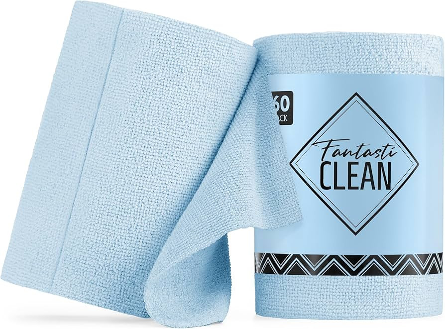 Fantasticlean Microfiber Cleaning Cloth Roll -60 Pack, Tear Away Paperless Towels, 8" x 8", Reusa... | Amazon (US)