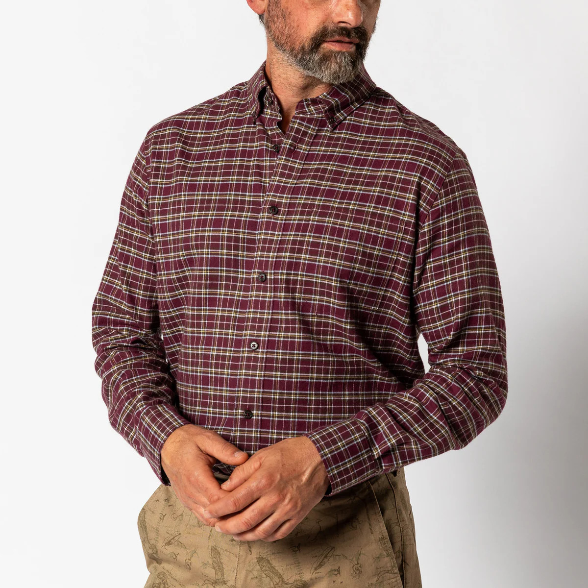 Cotton Flannel Sport Shirt - Abott Plaid - Fig | Duck Head Apparel