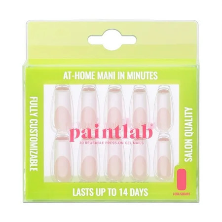 PaintLab Long Square Press On False Nails, French Chrome, White French Tip, 30 Count | Walmart (US)