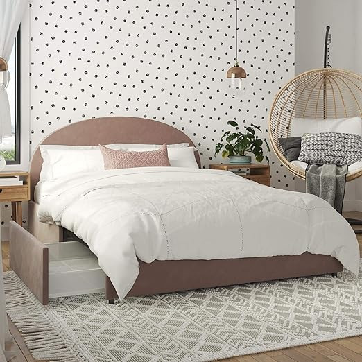 Mr. Kate Moon Upholstered Bed with Storage, Queen Size Frame, Blush Velvet, DA4042439MK | Amazon (US)