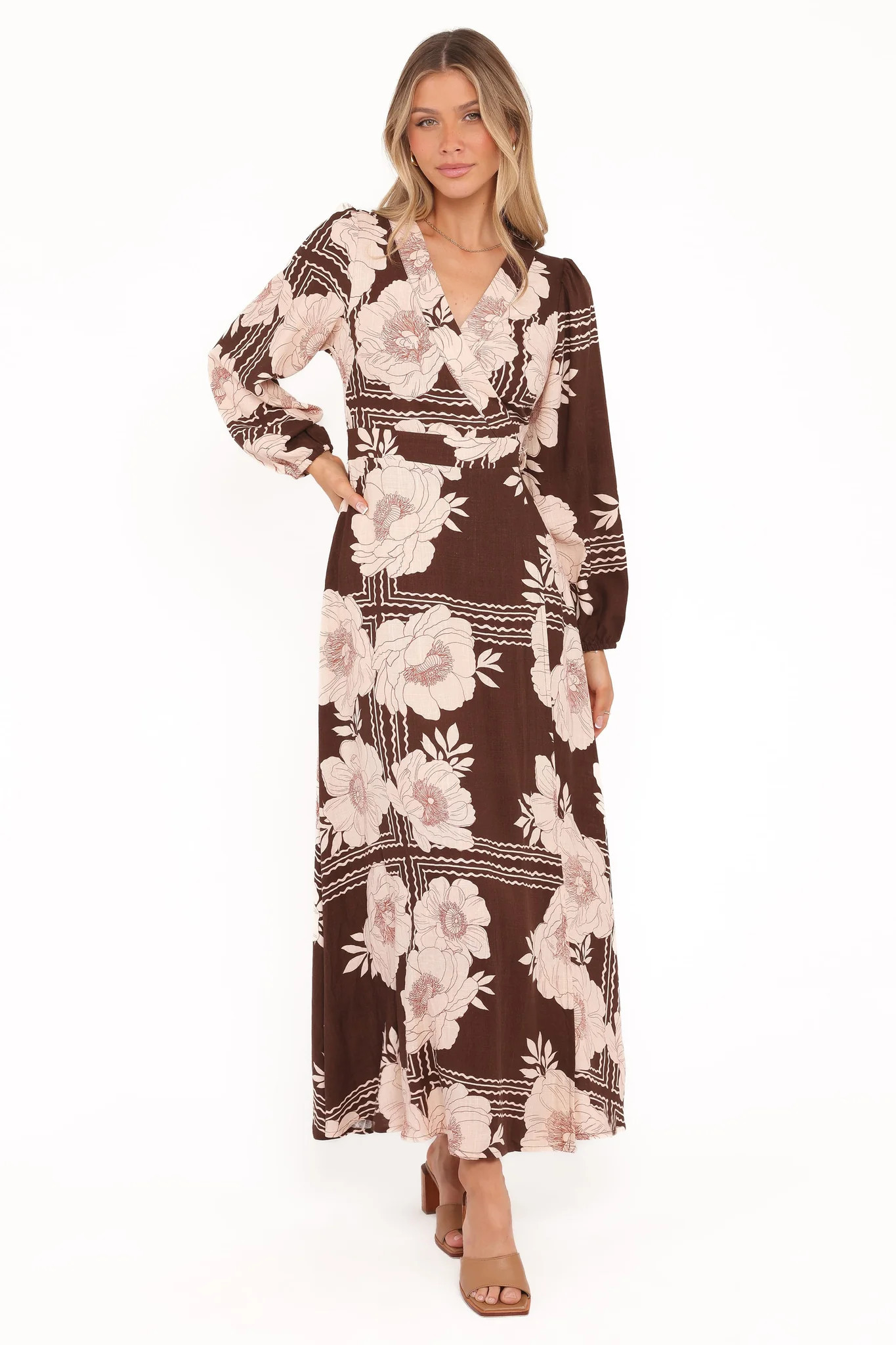 Safia Midi Dress - Brown Floral | Petal & Pup (US)