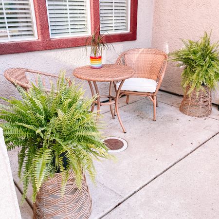 Outdoor patio table and chairs with plants Boston Ferns

#LTKSeasonal #LTKfamily #LTKHoliday