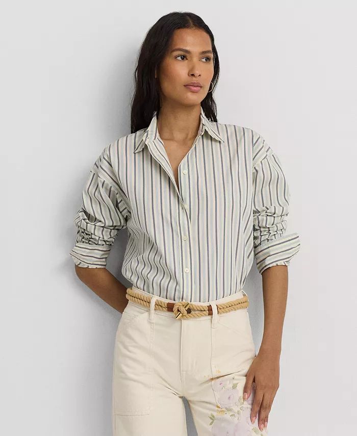 Lauren Ralph Lauren Women's Cotton Striped Shirt, Regular & Petite - Macy's | Macy's