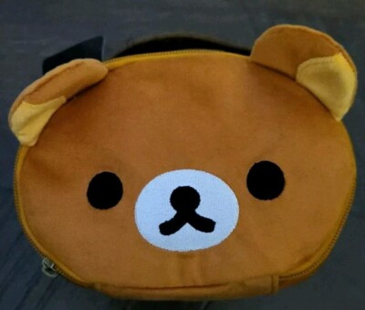 Rilakkuma Make Up Bag Bioworld Fuzzy Textured Brown Bear Face-Shaped NWT | eBay US