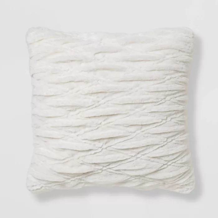Euro Solid Ruched Faux Fur Throw Pillow - Threshold™ | Target