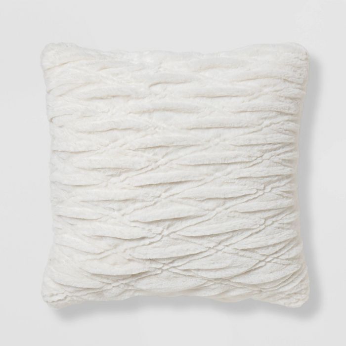Euro Solid Ruched Faux Fur Throw Pillow - Threshold™ | Target