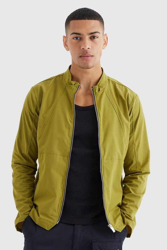 Longsleeve Technical Stretch Panel Zip Overshirt | boohooMAN (US & Canada)