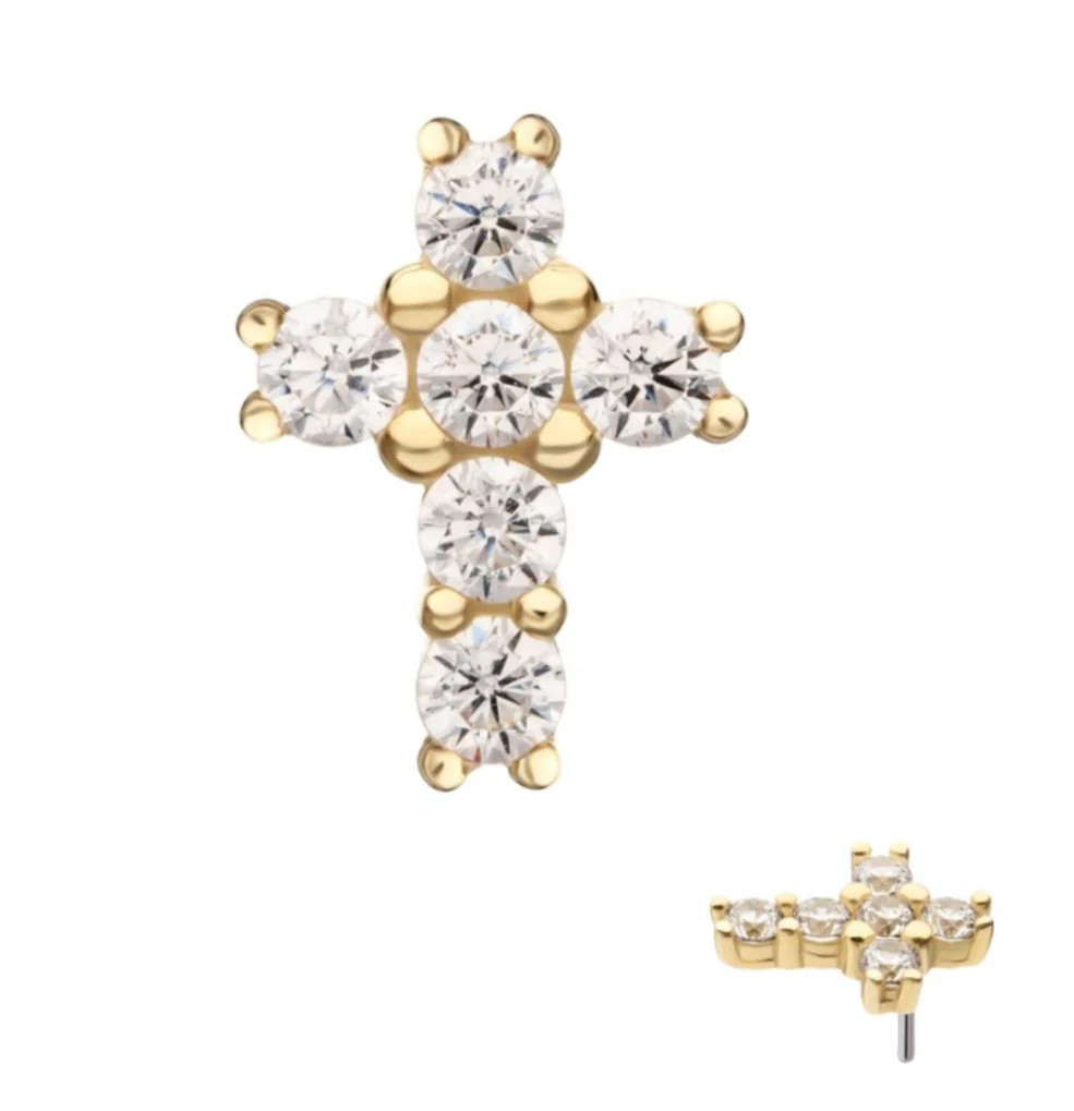 14k Blingy Petite Cross | Pierced by Ash Design