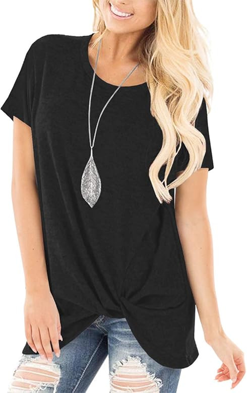 SAMPEEL Women's Casual Shirts Twist Knot Tunics Tops | Amazon (US)