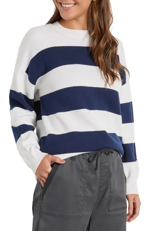 Splendid Livy Stripe Sweater in Navy/moonstone at Nordstrom, Size Small | Nordstrom