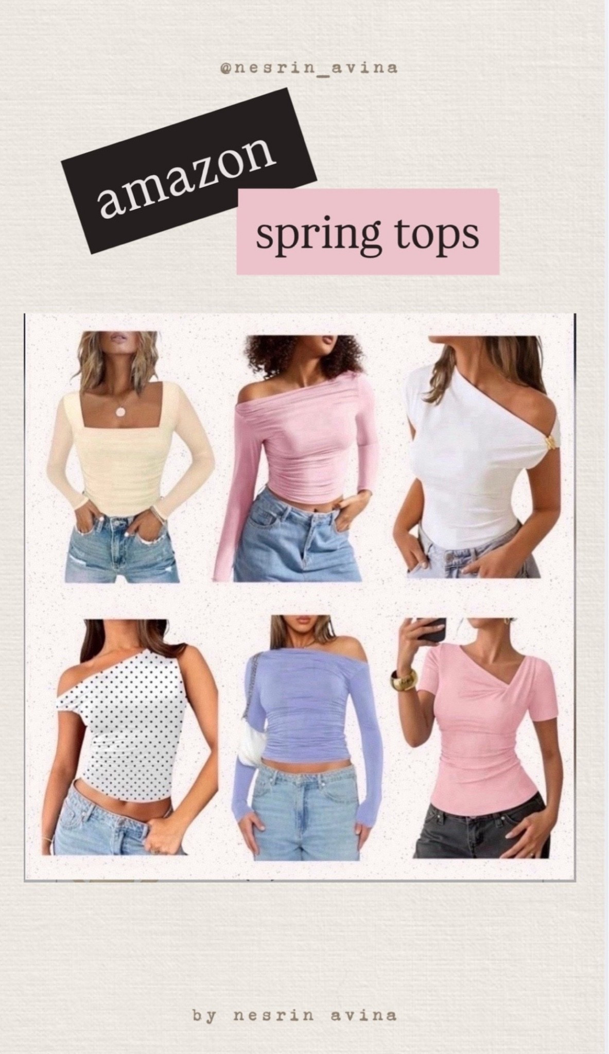 Spring tops
Short sleeve tops
Long sleeve tops
Pastel tone tops
Going out tops
#goingouttop #springtops #capsule #springfashion #springstyle