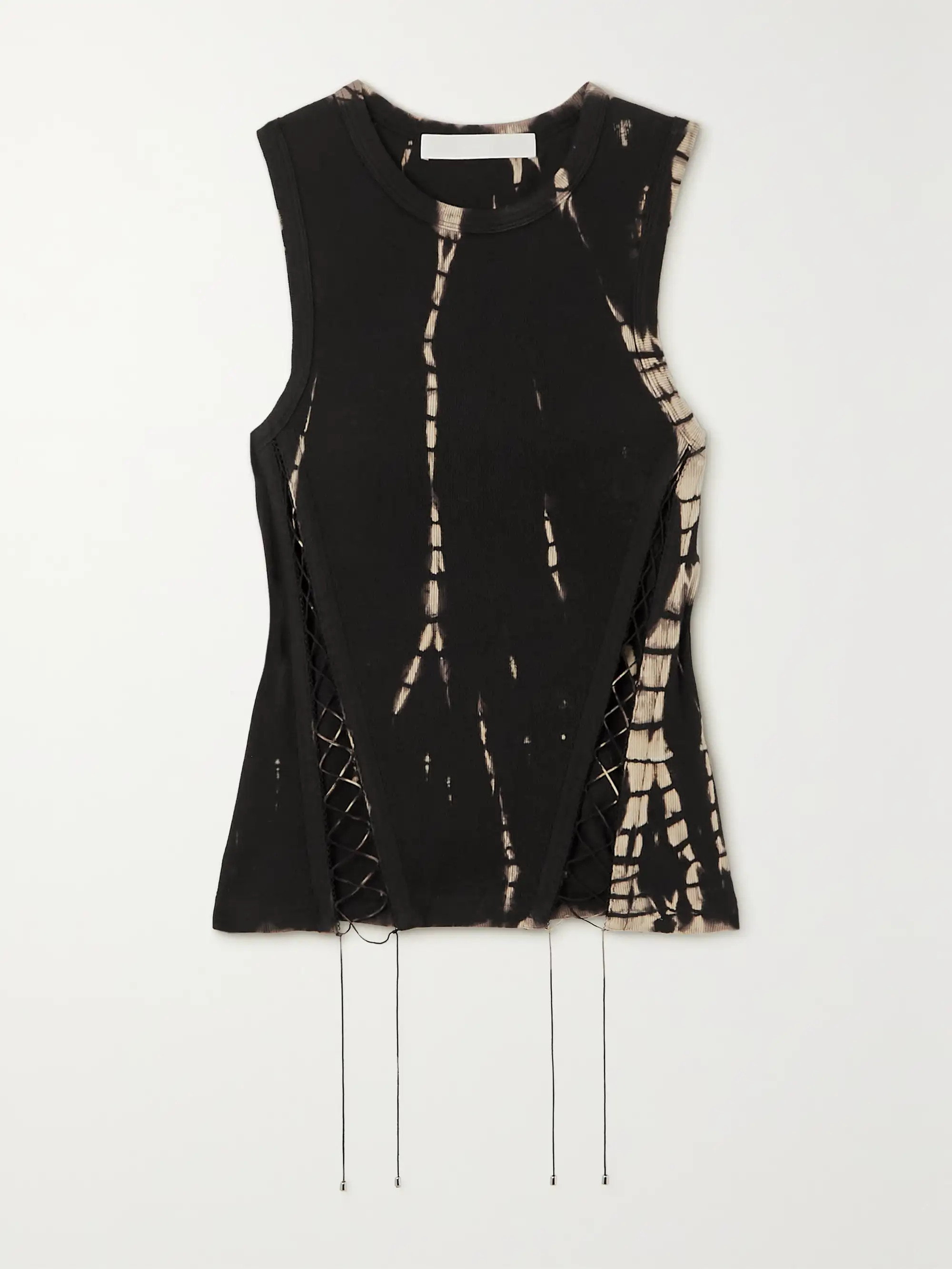 Lace-up tie-dyed stretch-cotton jersey tank | NET-A-PORTER APAC