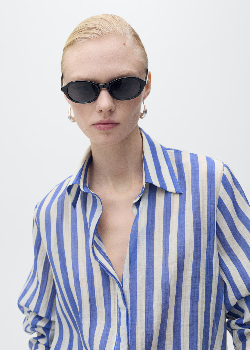 Striped lyocell shirt - Women | MANGO United Kingdom | MANGO (UK)