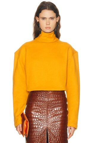 Saint Laurent Turtleneck Sweatshirt in Mustard | FWRD 