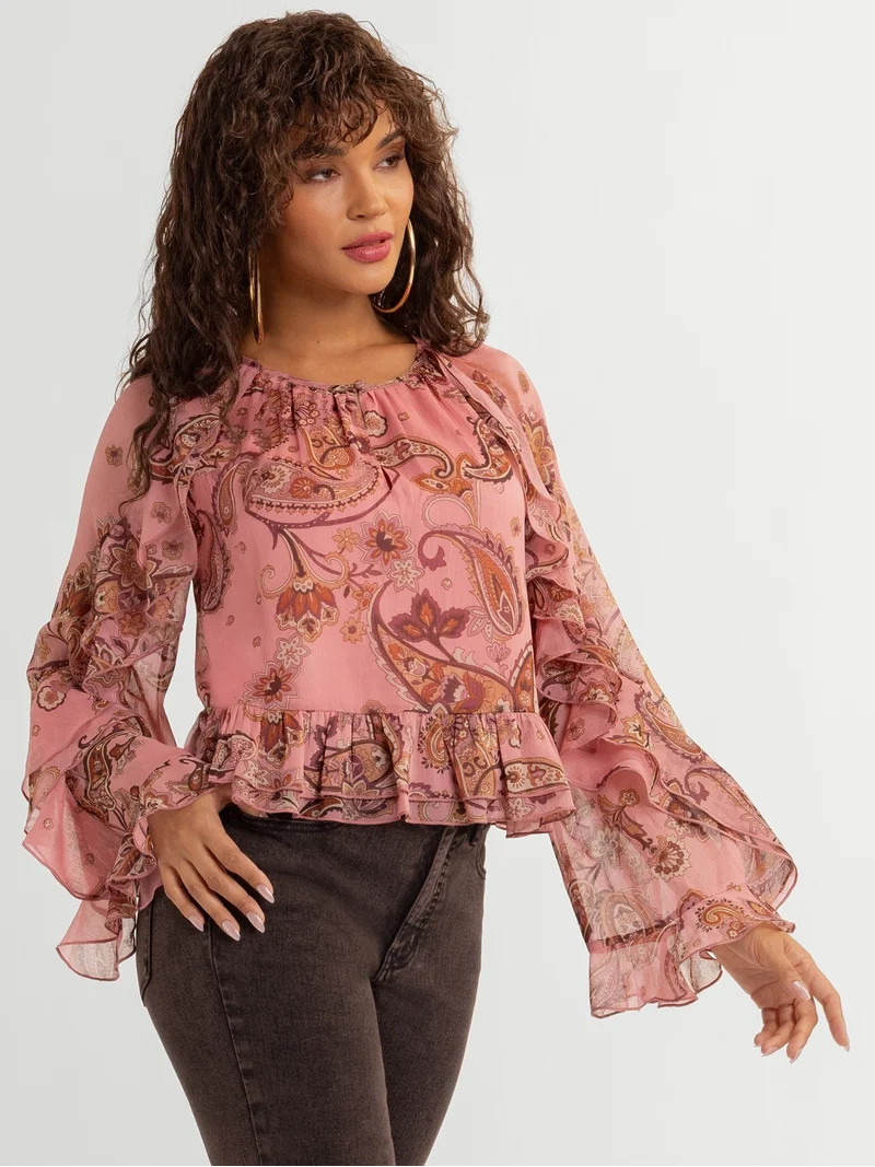 Jessica Simpson Women's Ella Ruffle Top, Sizes XS-XL | Walmart (US)