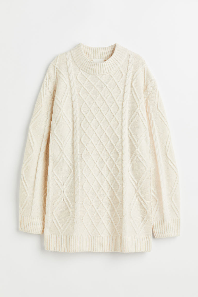 H & M - Long Cable-knit Sweater - Beige | H&M (US + CA)