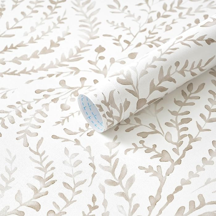 Ismoon Boho Peel and Stick Wallpaper Beige Neutral Contact Paper Leaf Botanical Stick on Wall Pap... | Amazon (US)