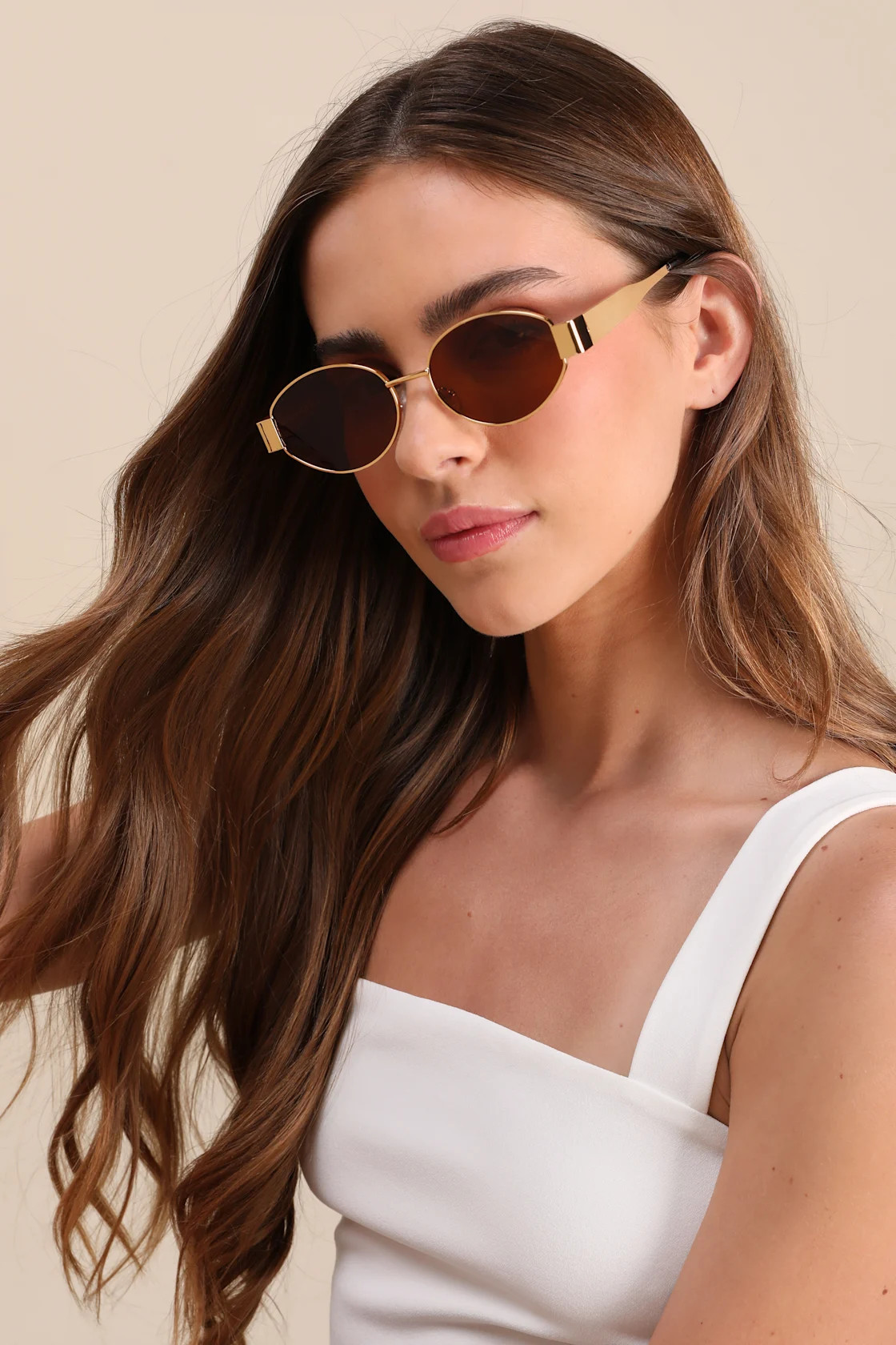 Trendsetting Take Gold and Brown Oval Sunglasses | Lulus