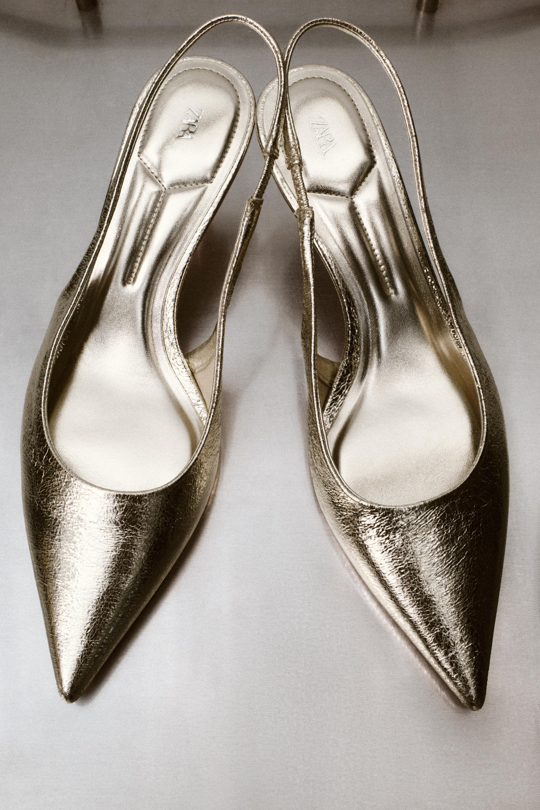 METALLIC EFFECT SLINGBACK HEELS | Zara US