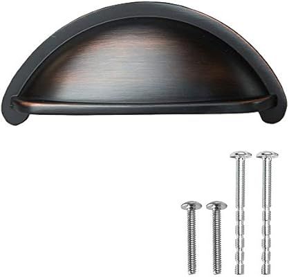 Oil Rubbed Bronze Kitchen Cabinet Pulls - 3 Inch Hole Center Bin Cup Drawer Handles - 10 Pack of ... | Amazon (US)