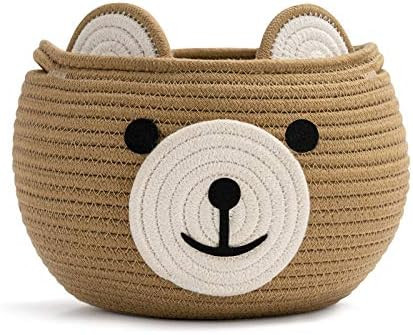 CherryNow Cute Bear Round Basket - Cotton Rope Baskets in Living Room Woven Baby Shower Basket Be... | Amazon (US)
