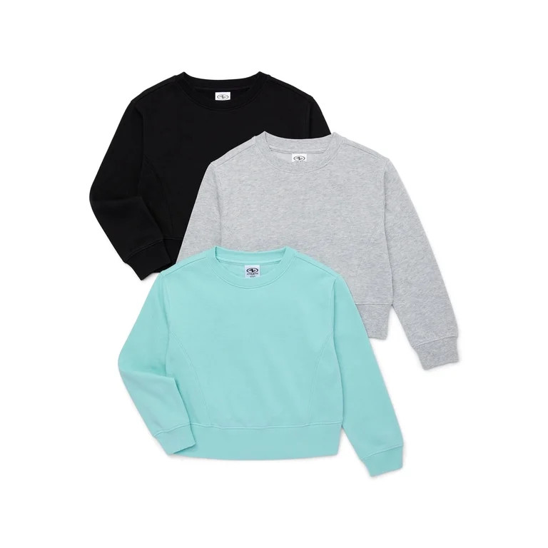 Athletic Works Girl's Active Fleece Sweatshirt, 3-Pack, Sizes 4-18 & Plus | Walmart (US)