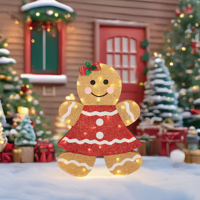 Holiday Living 2.5-ft LED Gingerbread Girl Decoration Lowes.com | Lowe's