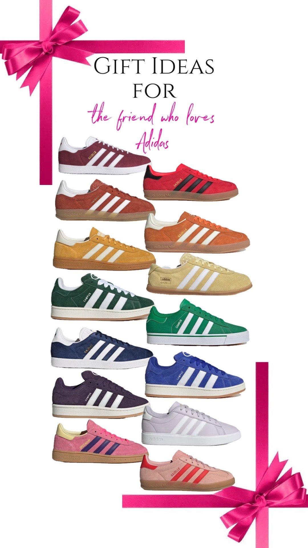 A rainbow of sneakers!🌈
Adidas is having a major sale right now and all of these shoes are less than $100 
Sizes are selling out quickly so now is the time to get your sneaker loving friend the perfect gift! 

#LTKGiftGuide #LTKFindsUnder100 #LTKSaleAlert