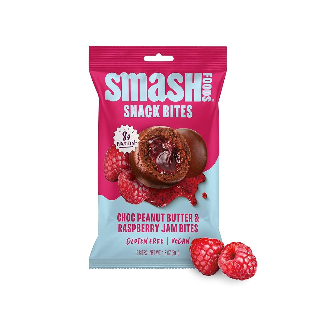 Smash Foods Raspberry Energy Bites | 5 Gluten-Free Vegan Snack Balls with No Sugar Added | 8g Pro... | Amazon (US)
