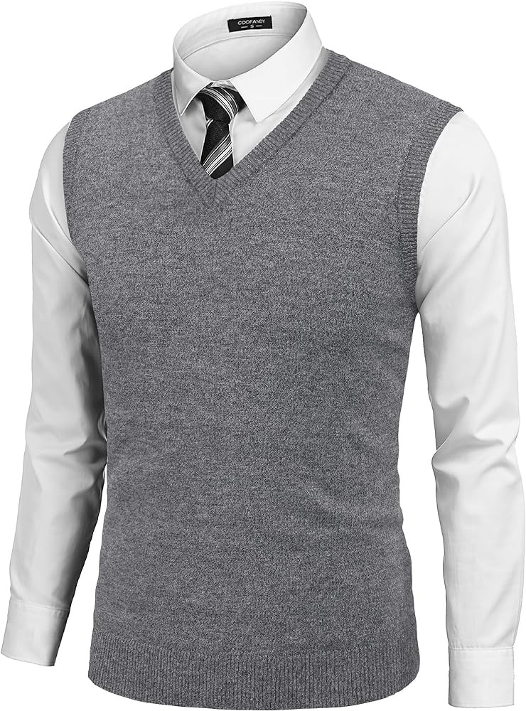 COOFANDY Men's Sleeveless Sweater Vest Lightweight V-Neck Cotton Vest Pullover | Amazon (US)