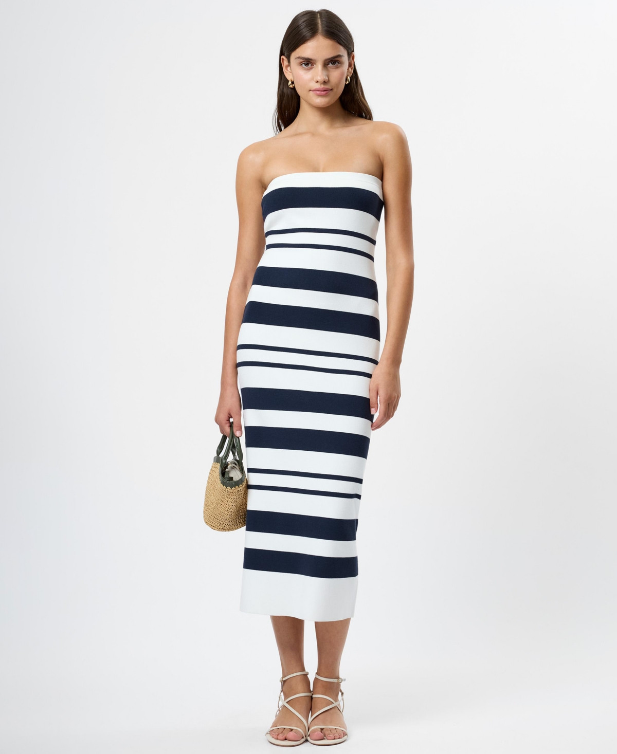 French Connection Women's Strapless Pull-On Bodycon Dress - Summer White/Marine | Macy's