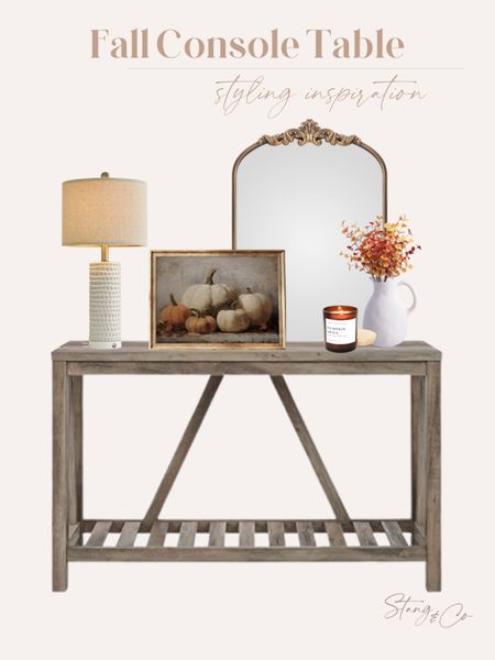 This Fall console styling includes a gold mirror (giving Anthropologie vibes), neutral lamp, pumpkin art, a decorative pitcher with Fall stems, and a pumpkin scented candle. 

Fall decor, entry styling, console table

#LTKstyletip #LTKhome #LTKSeasonal